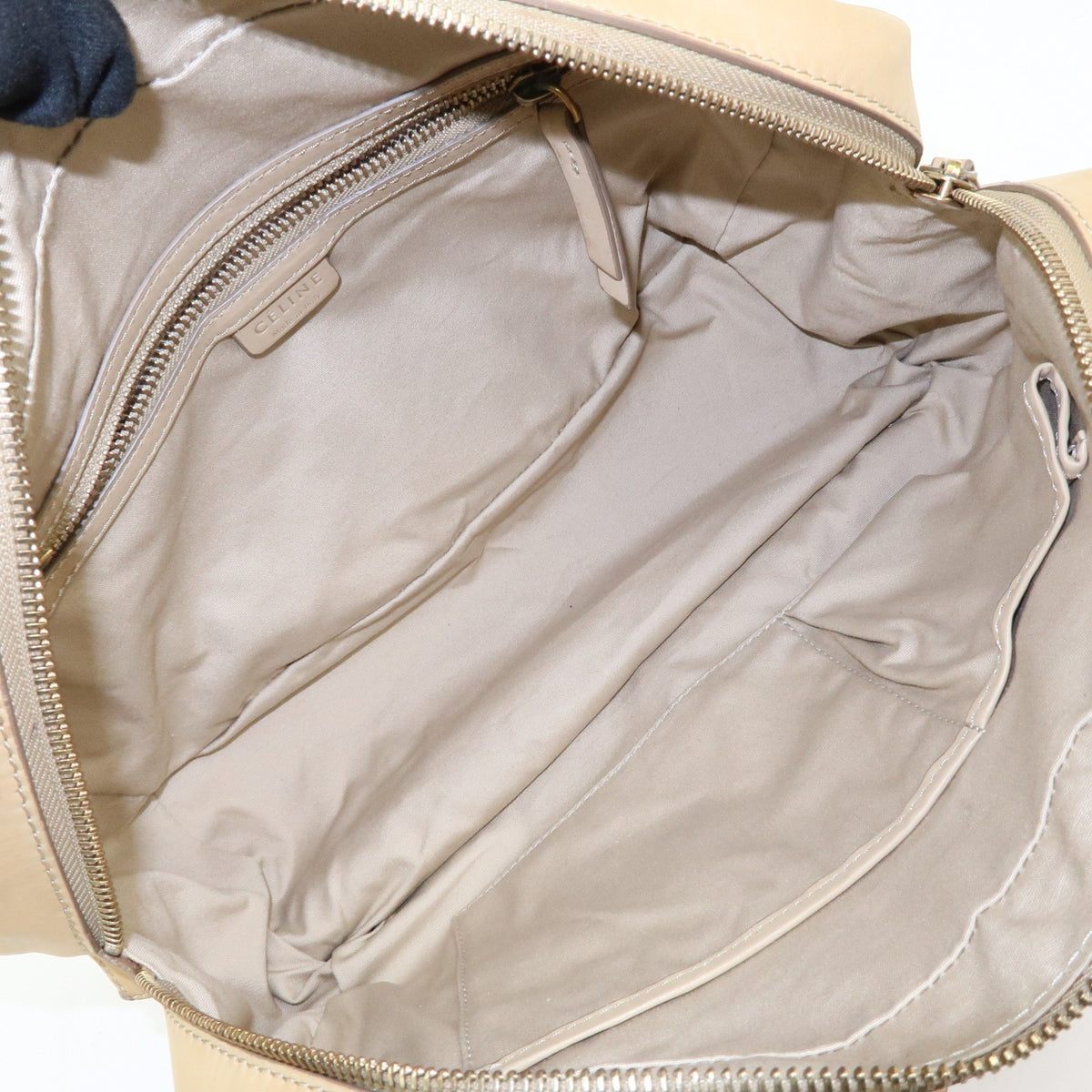 Celine Bowling Leather, Beige, Leather, Handbag