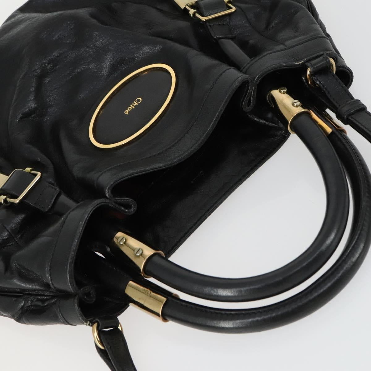 Chloe Victoria Leather, Black, Leather, Handbag