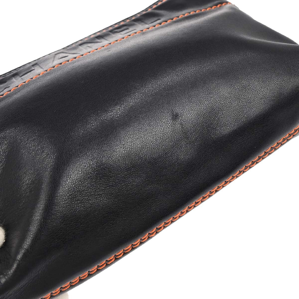 Chanel Lax Pochette Leather, Black, Leather, Clutch