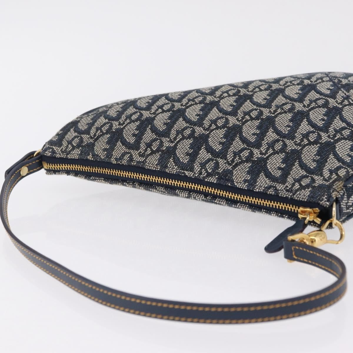 Christian Dior Vintage Saddle Bag Canvas, Navy, Canvas, Clutch