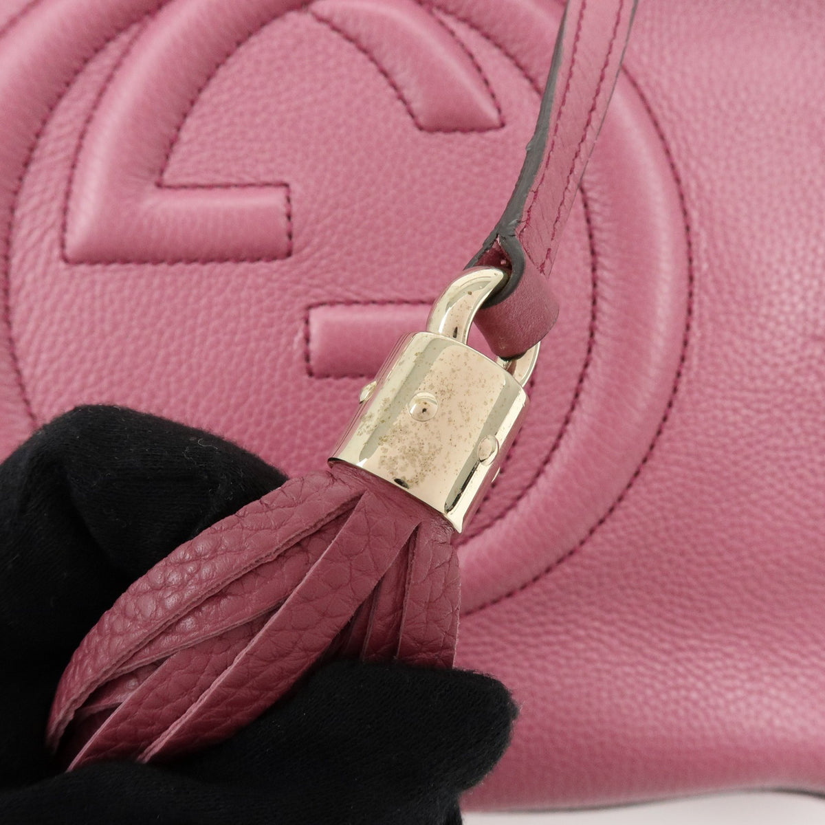 Gucci Soho Chain Strap Leather, Purple, Leather, Shoulder Bag