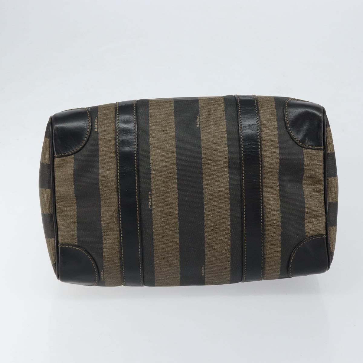 Fendi Vintage Pequin Boston Coated Canvas, Brown, Canvas, Handbag