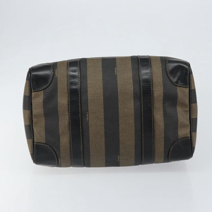 Fendi Vintage Pequin Boston Coated Canvas, Brown, Canvas, Handbag
