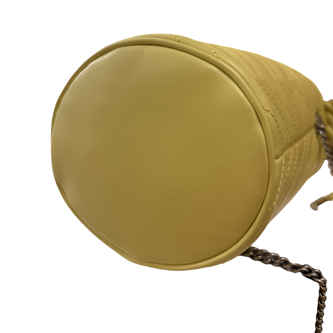 Gucci GG Marmont Chain Leather, Yellow, Leather, Crossbody Bag