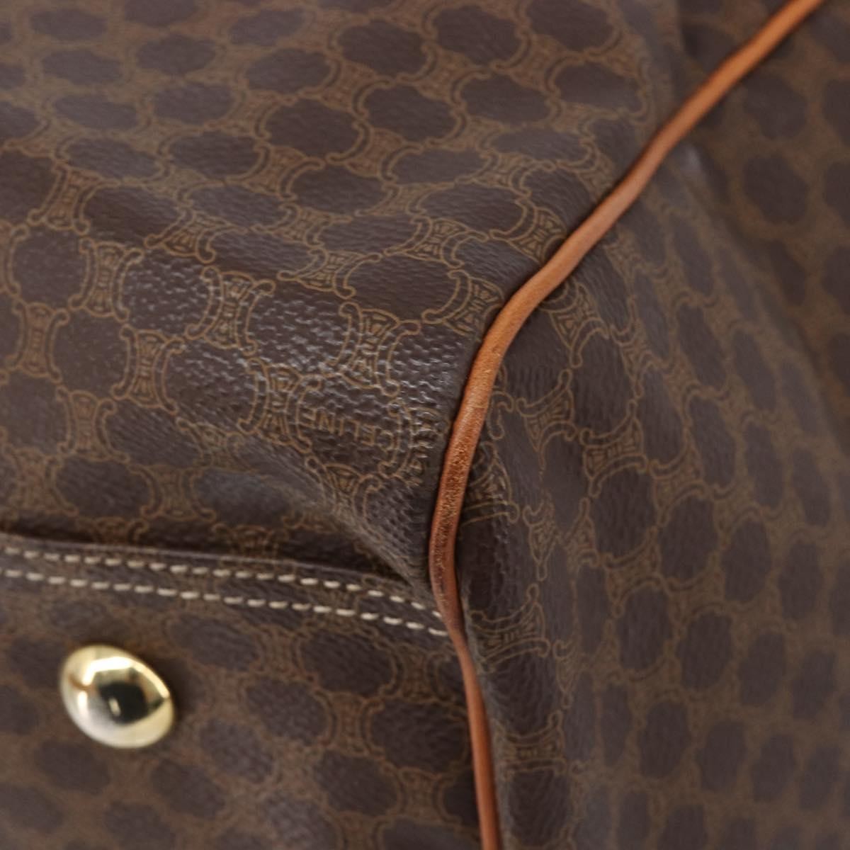 Celine Boston Triomphe Coated Canvas, Brown, Canvas, Handbag