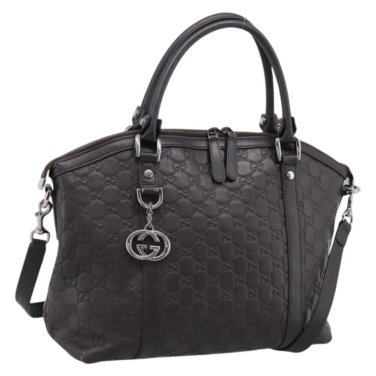 Gucci GG Charm Convertible Dome Satchel Guccissima Leather, Brown, Leather, Handbag