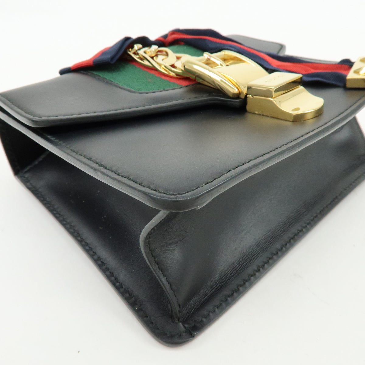 Gucci Sylvie Leather, Black, Leather, Shoulder Bag