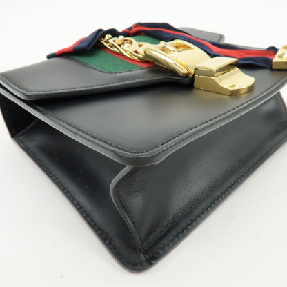 Gucci Sylvie Leather, Black, Leather, Shoulder Bag