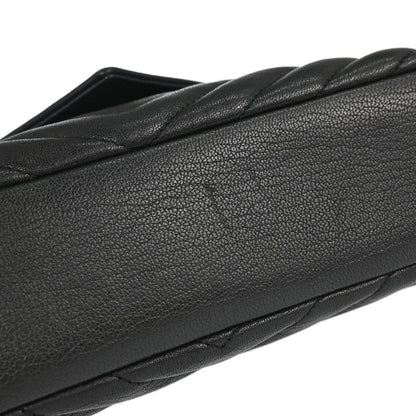 Saint Laurent Classic Monogram College Matelasse Chevron Leather, Black, Leather, Handbag