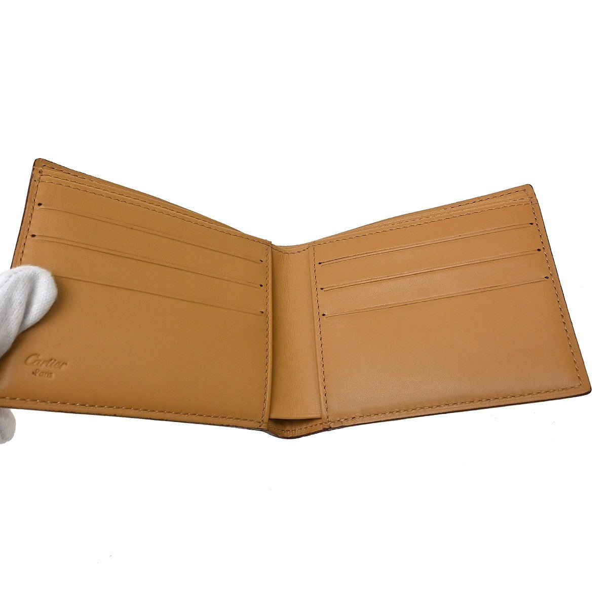 Cartier Bifold Leather, Beige, Leather, Wallet