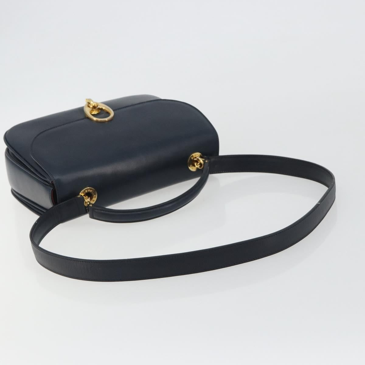 Celine Flap Shoulder Leather, Navy, Leather, Shoulder Bag