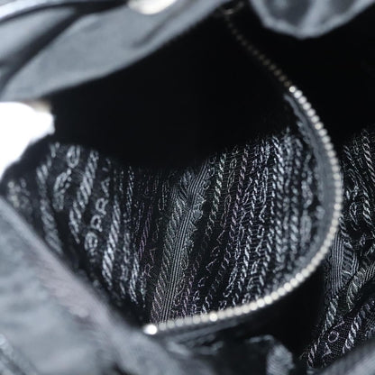 Prada Double Pocket Drawstring Tessuto, Black, Nylon, Shoulder Bag