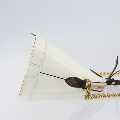 Louis Vuitton Alma Chain Vernis with Monogram Canvas, White, Patent Leather, Handbag