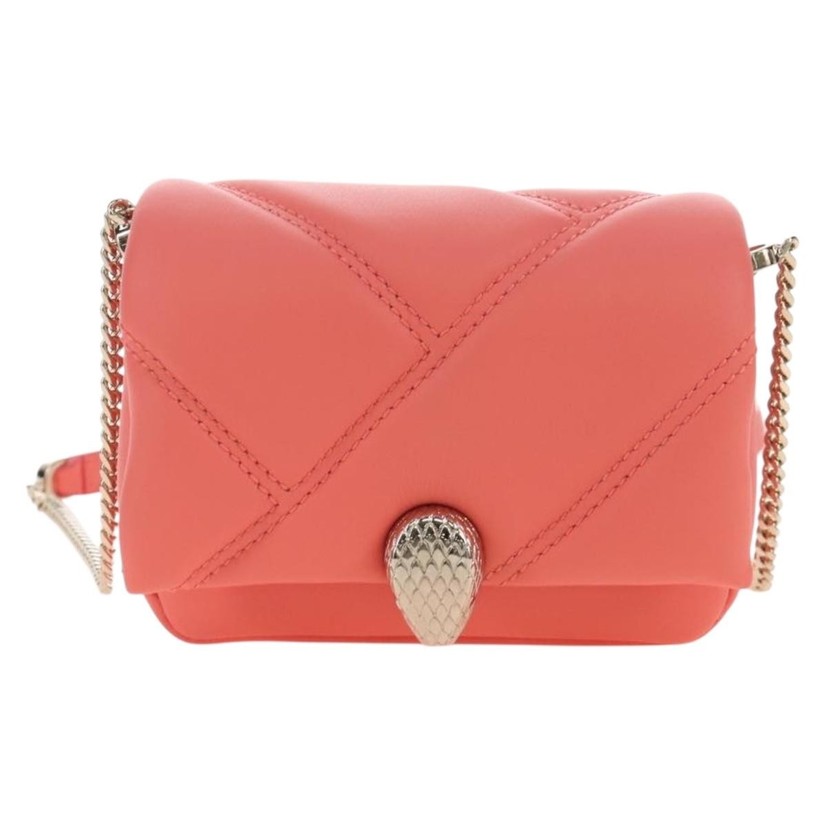 Bvlgari Serpenti Cabochon Diagonal Quilted Leather, Pink, Leather, Shoulder Bag