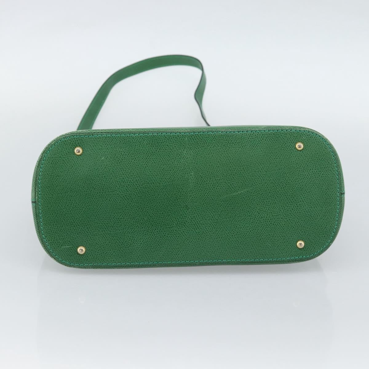 Celine Vintage Convertible Bowler Leather, Green, Leather, Handbag