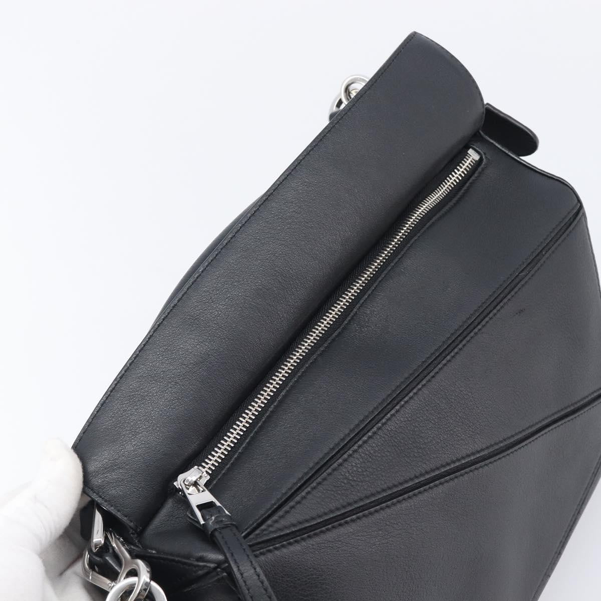 Loewe Puzzle Leather, Black, Leather, Handbag