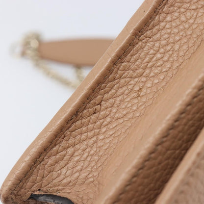 Gucci Soho Wallet on Chain Leather, Beige, Leather, Shoulder Bag