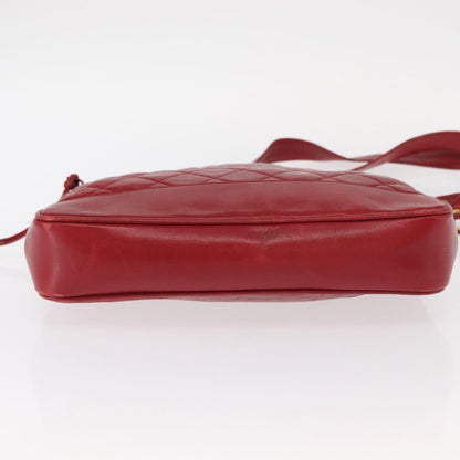Chanel Vintage Slit Pocket Quilted Lambskin, Red, Leather, Shoulder Bag