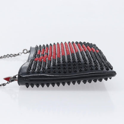Christian Louboutin Loubiposh Clutch Spiked Patent, Black, Patent Leather, Clutch