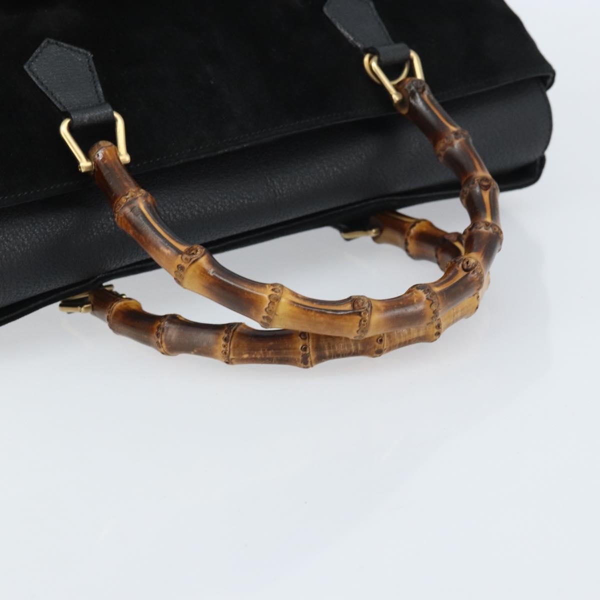 Gucci Bamboo Suede, Black, Suede, Tote Bag