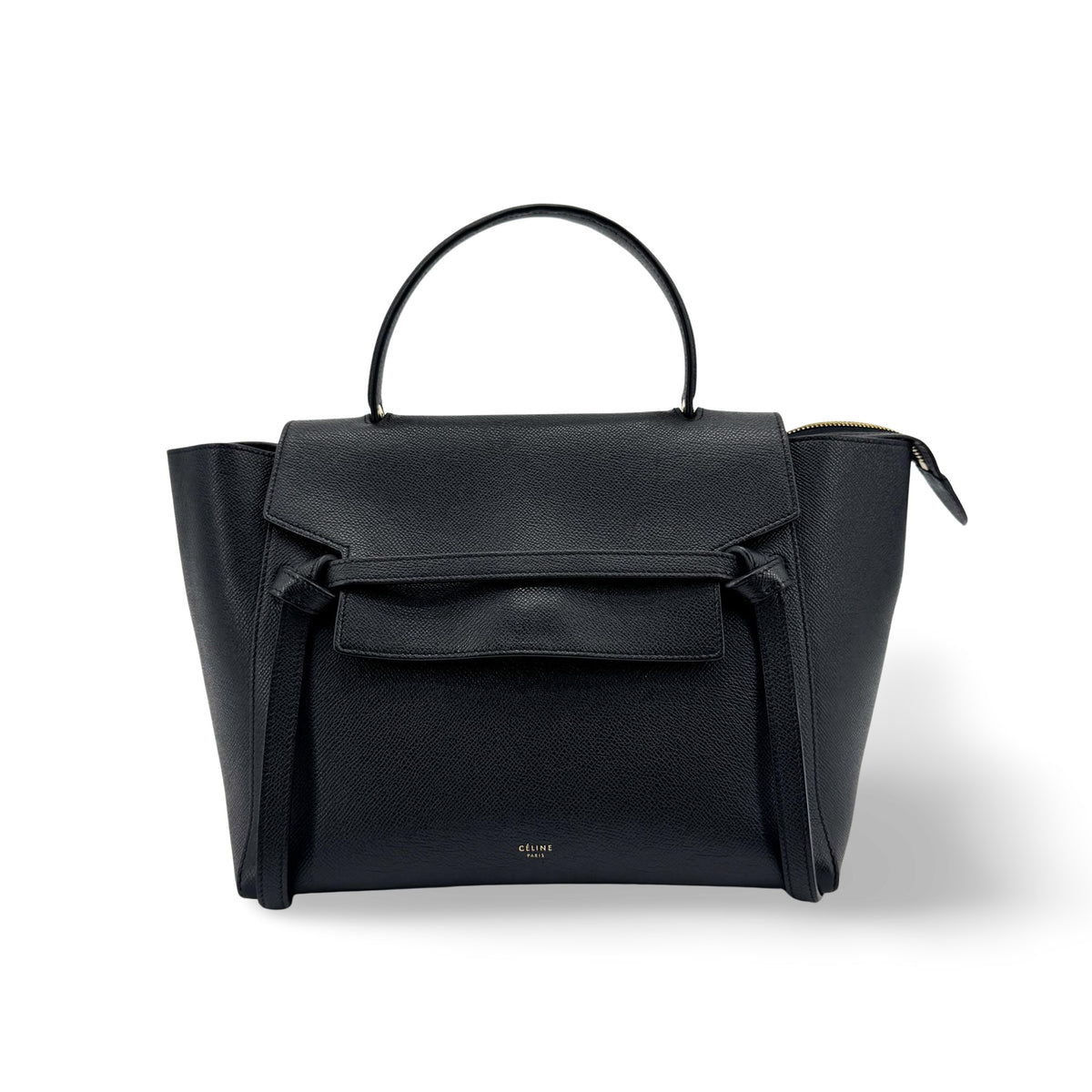Celine Belt Calfskin, Black, Leather, Handbag