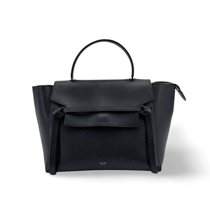 Celine Belt Calfskin, Black, Leather, Handbag