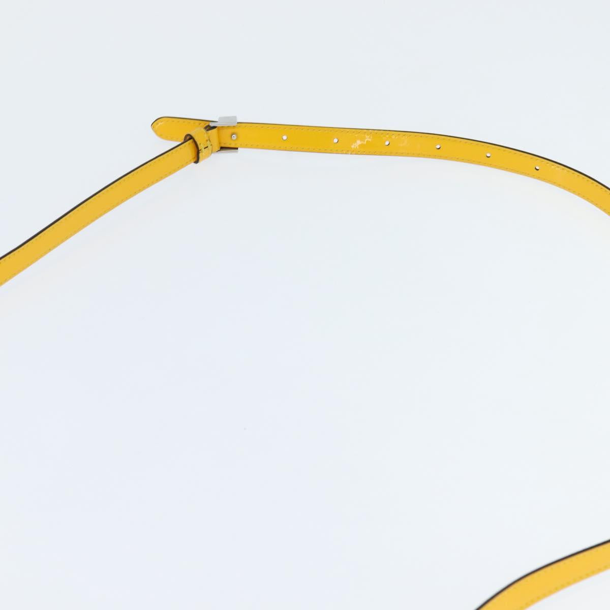 Fendi Curligraphy Shoulder Enamel Yellow Silver, Yellow, Patent Leather, Shoulder Bag