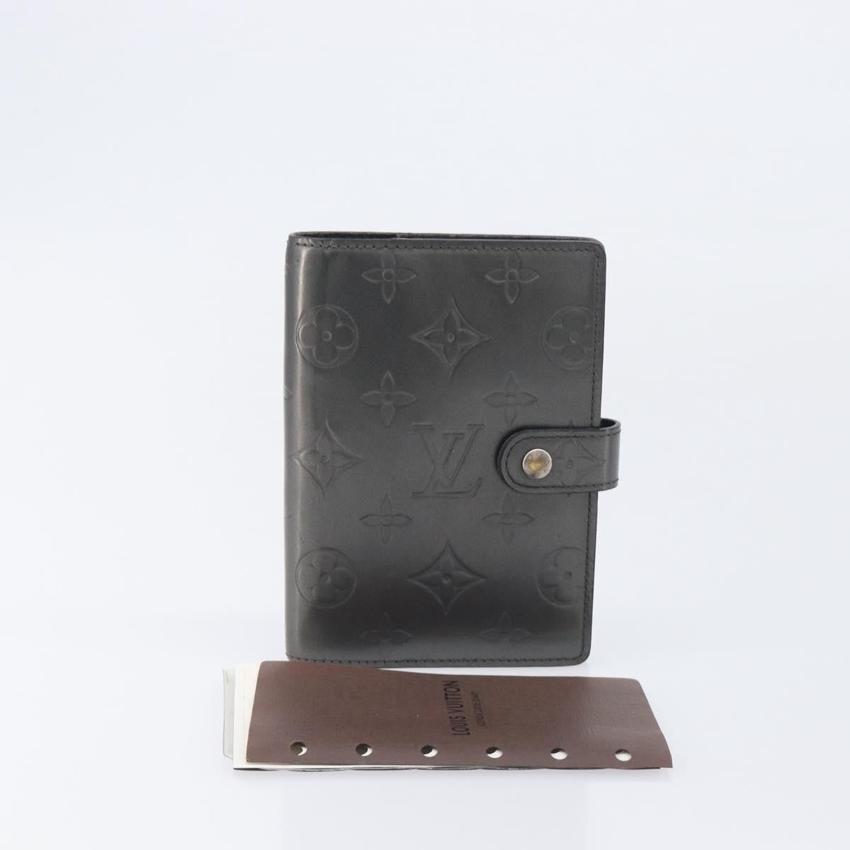 Louis Vuitton Agenda Cover Patent Leather, Black, Canvas, Wallet