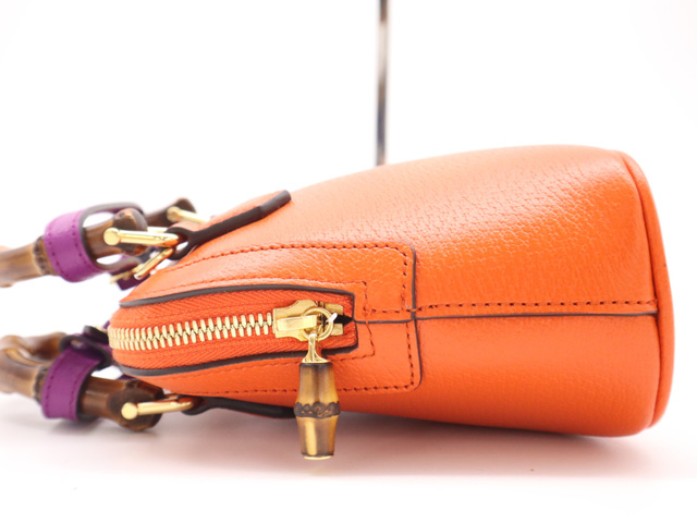 Gucci Diana NM Bamboo Handle Tote Leather, Orange, Leather, Handbag