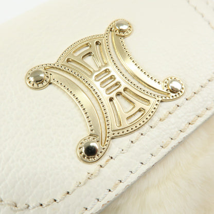 Celine Triomphe Leather, Beige, Leather, Shoulder Bag