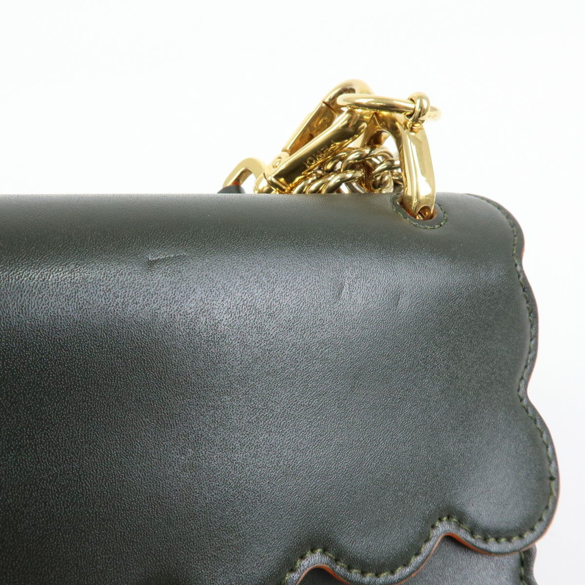 Fendi Kan I Leather, Green, Leather, Shoulder Bag