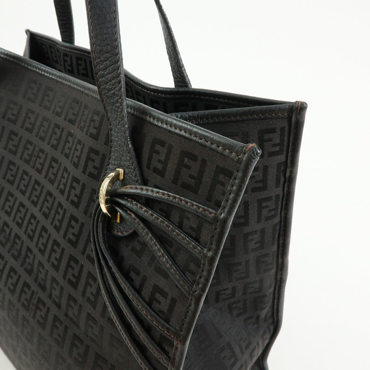 Fendi Vintage Shopping Zucchino Canvas, Brown, Canvas, Tote Bag