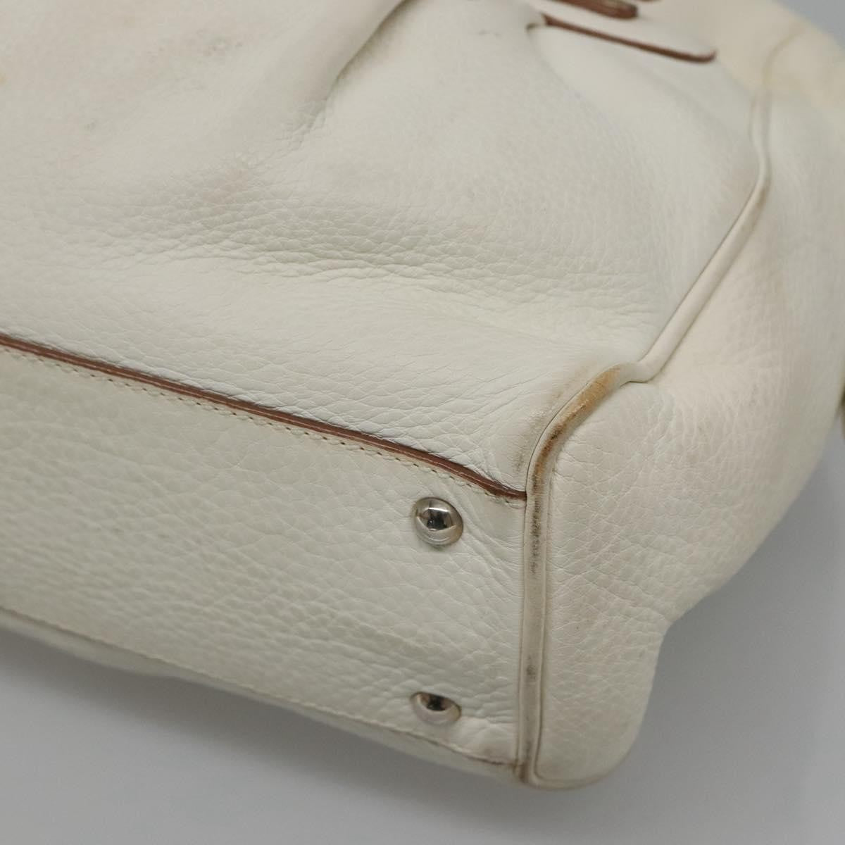 Salvatore Ferragamo Gancini Buckle Leather, White, Leather, Shoulder Bag