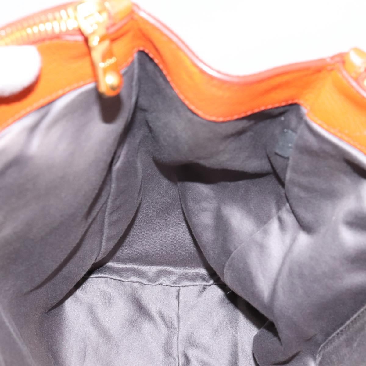 Miu Miu Caribou Convertible Tote Leather, Orange, Leather, Handbag