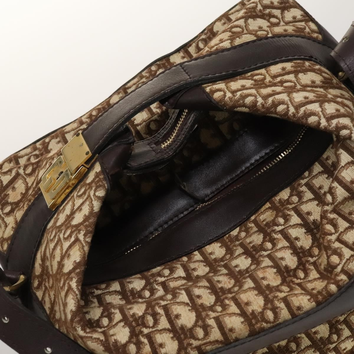 Christian Dior Vintage Trotter Street Chic Pocket Hobo Diorissimo Canvas, Brown, Canvas, Shoulder Bag