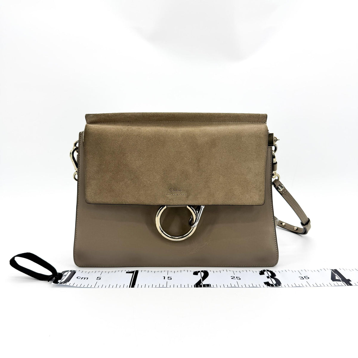 Chloe Faye Leather and Suede, Brown, Suede, Shoulder Bag