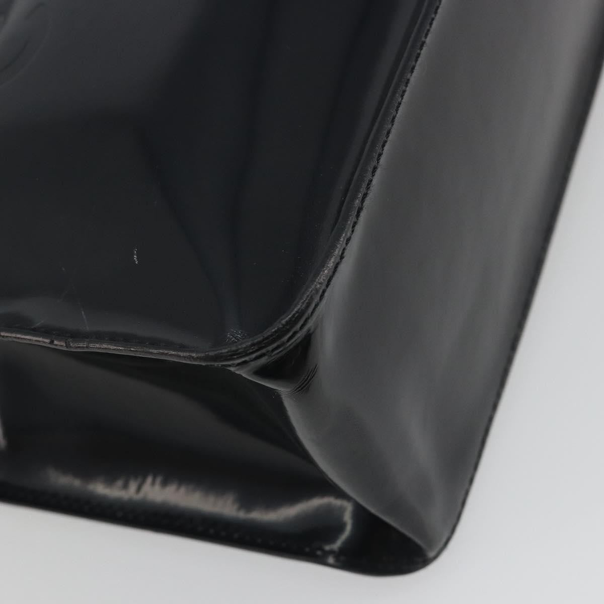 Chanel Vintage Embossed Logo Shoulder Patent, Black, Patent Leather, Tote Bag