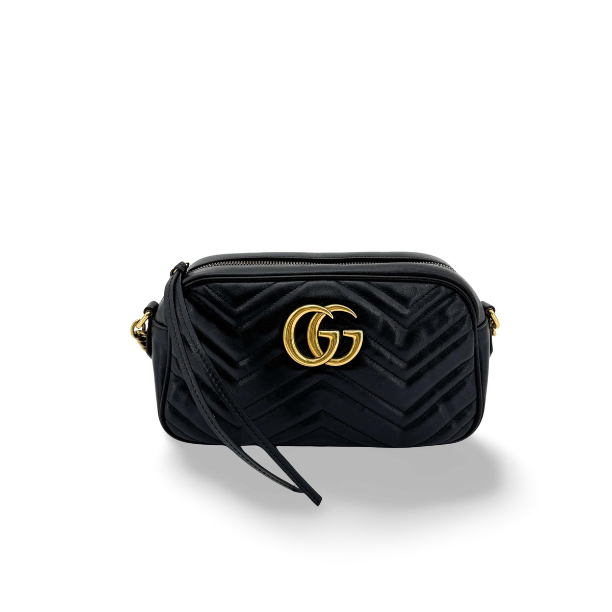 Gucci GG Marmont Matelasse Leather, Black, Leather, Shoulder Bag