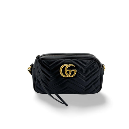 Gucci GG Marmont Matelasse Leather, Black, Leather, Shoulder Bag