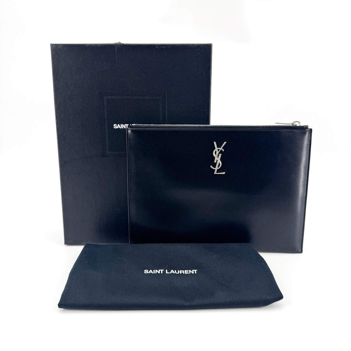 Saint Laurent Tablet holder Patent leather, Black, Calfskin, Clutch