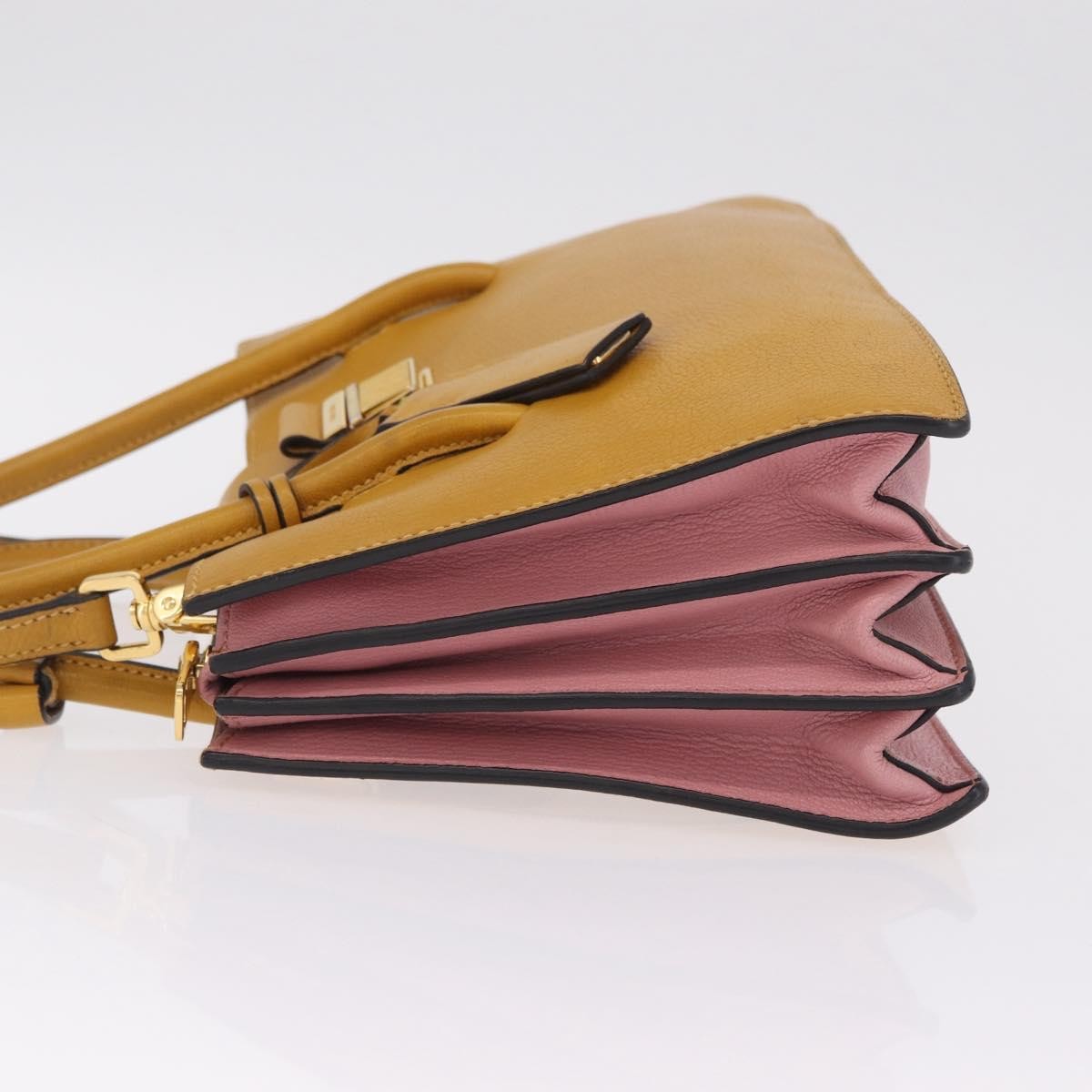 Miu Miu Madras Convertible Compartment Leather, Yellow, Leather, Tote Bag