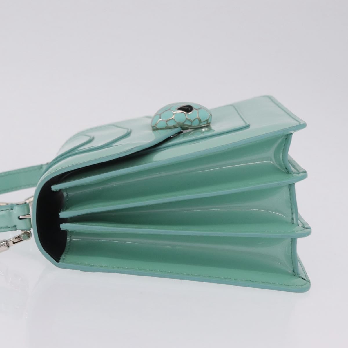 Bvlgari Serpenti Forever Top Handle Patent, Green, Patent Leather, Handbag