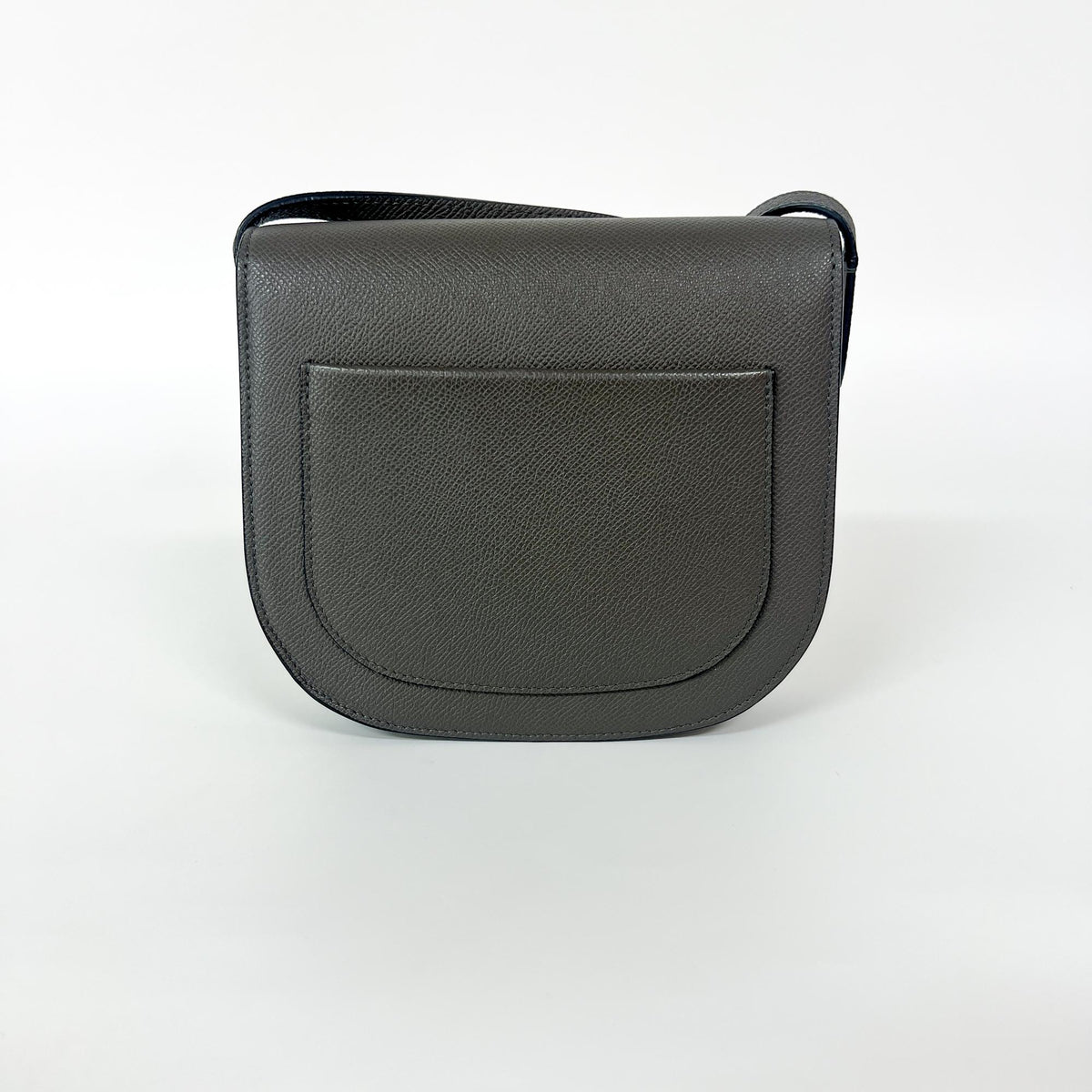 Celine Trotteur Grainy Leather, Gray, Leather, Crossbody Bag