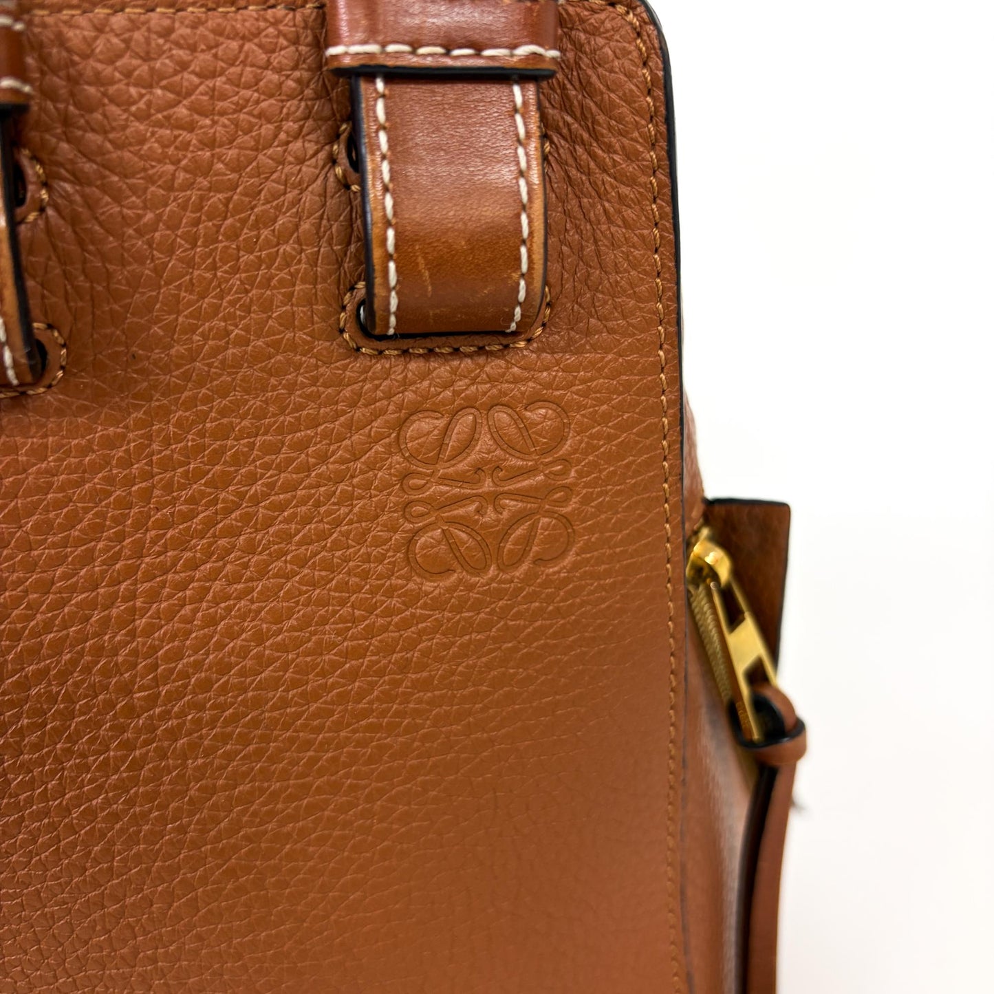 Loewe Hammock Leather, Brown, Leather, Handbag