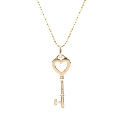 Tiffany & Co. Heart Key Pendant 18K Rose Gold with Diamonds, Gold, Pink Gold, Necklace
