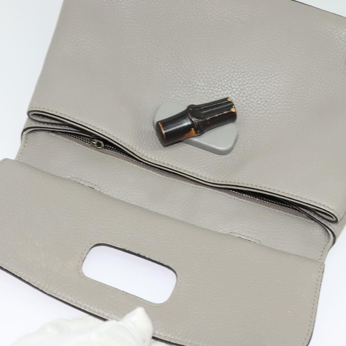 Gucci Bamboo Daily Top Handle Leather, Gray, Leather, Shoulder Bag