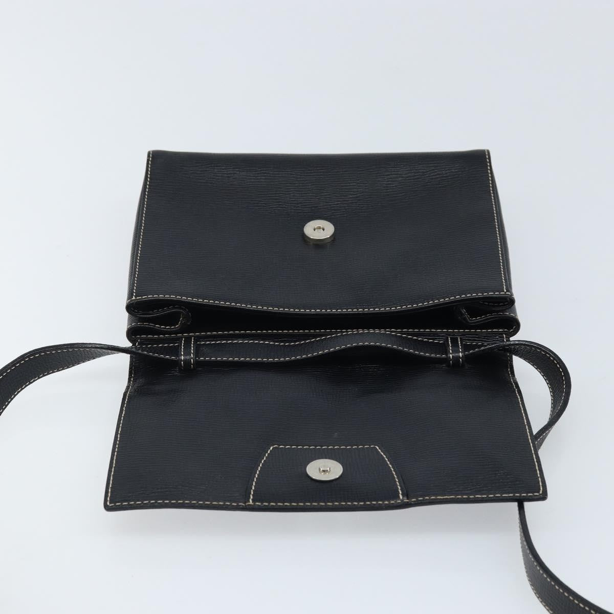 Celine Vintage Circle Logo Leather, Black, Leather, Crossbody Bag