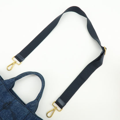 Prada Canapa Convertible Denim, Blue, Denim, Tote Bag