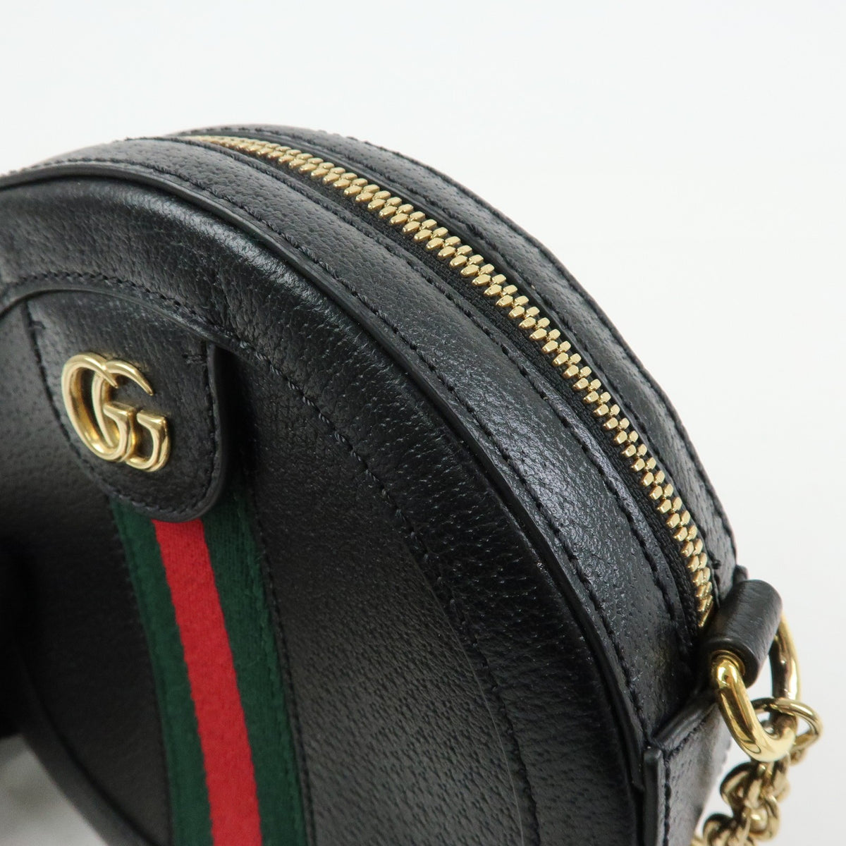 Gucci Ophidia Round Leather, Black, Leather, Shoulder Bag
