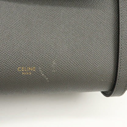 Celine Belt Textured Leather, Gray, Leather, Handbag